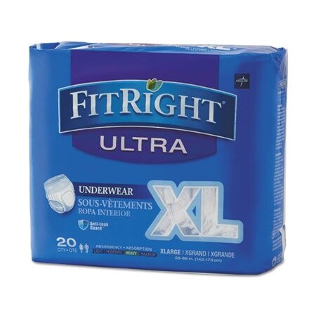 Medline RIGHT ULTRA PROTECTIVE UNDERWEAR, X-LARGE, 56in TO 68in WAIST, 4PK FIT23600ACT